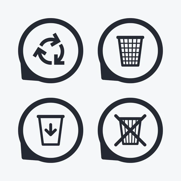 Recycle bin pictogrammen. — Stockvector