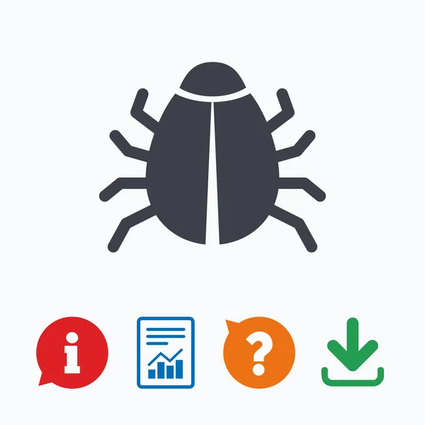 Icono de signo de error. Virus — Vector de stock