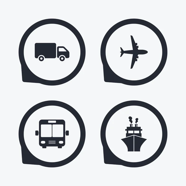 Dopravní ikony. Náklaďák, letadlo — Stockový vektor