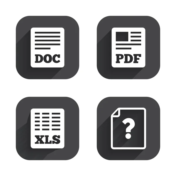 Iconos de documentos. XLS, archivo PDF — Vector de stock