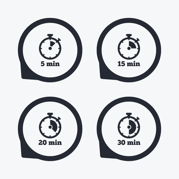 Timer icons. Five minutes stopwatch — Stock Vector