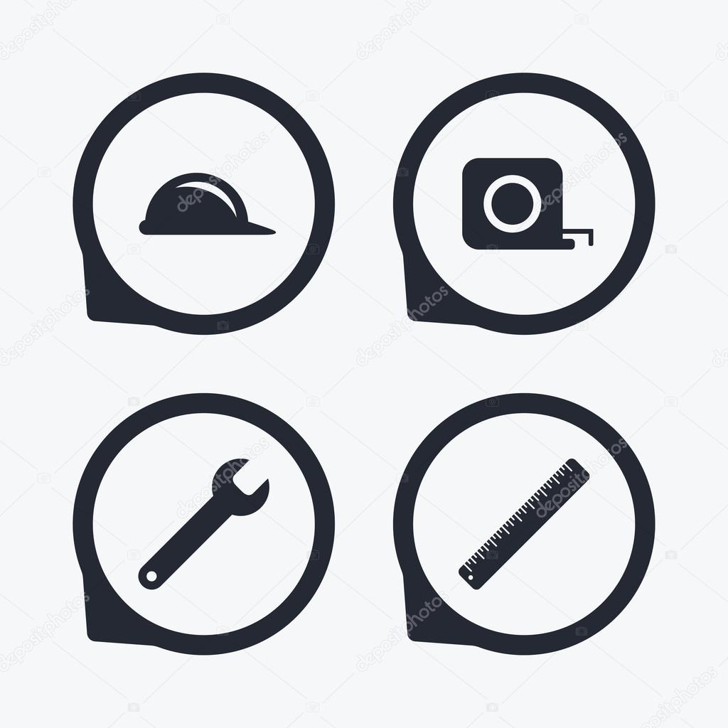 Construction helmet and ruler, roulette icons.