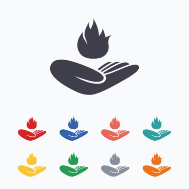 Yangına karşı sigorta. Alev ateş etmek el tutar.