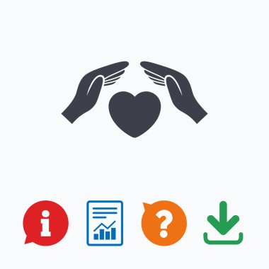 Hayat sigortası işareti simgesi. Eller kapak korumak.