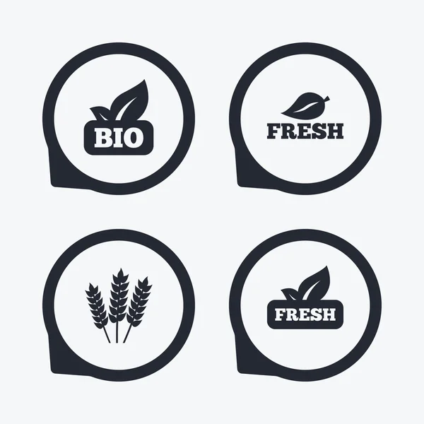 Naturligt fräsch Bio mat ikoner. — Stock vektor