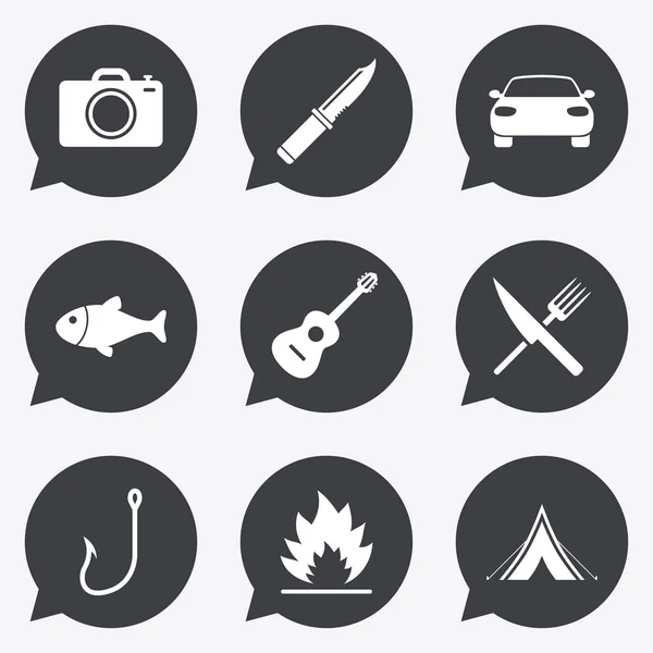 Camping iconos de viaje . — Vector de stock