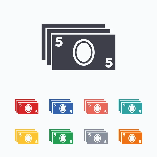 Signo de efectivo iconos — Vector de stock