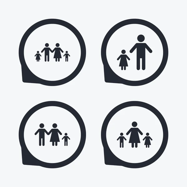 Family with two children sign. Parents and kids. — Stock Vector