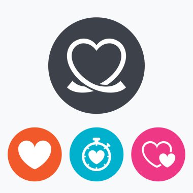 kalp kurdele simgesi. Zamanlayıcı kronometre simgesi.