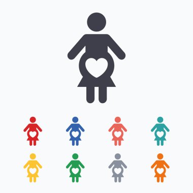 Pregnant sign icons. Pregnancy symbol.