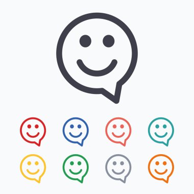 Mutlu yüz konuşma balonu sembolleri