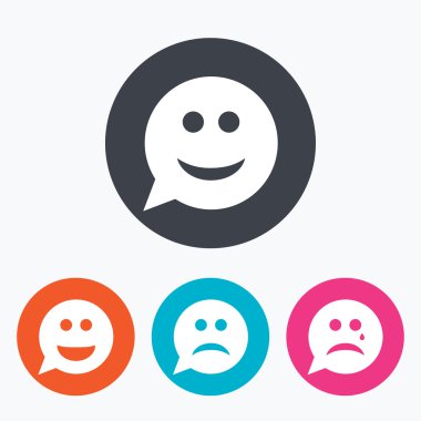 Konuşma balonu gülümsemek yüz simgeleri.