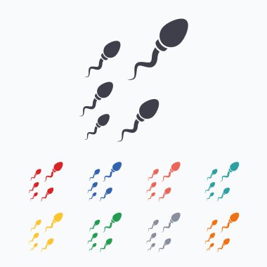 Sperm sign icons. Fertilization symbol.