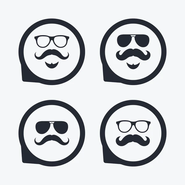 Iconos de bigote y gafas. Símbolos Hipster . — Vector de stock