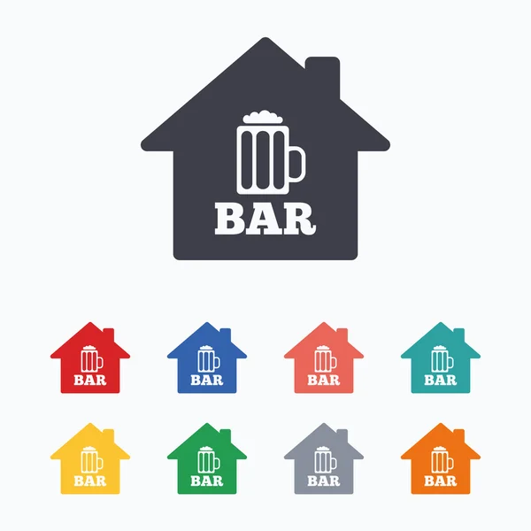 Bar ou Pub signe icône. Verre de symbole de bière . — Image vectorielle