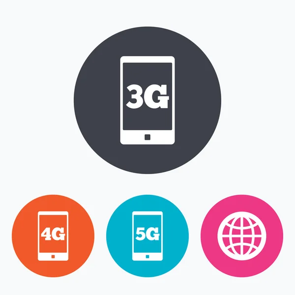 Mobile telecommunications icons. 3G, 4G and 5G. — Stock Vector