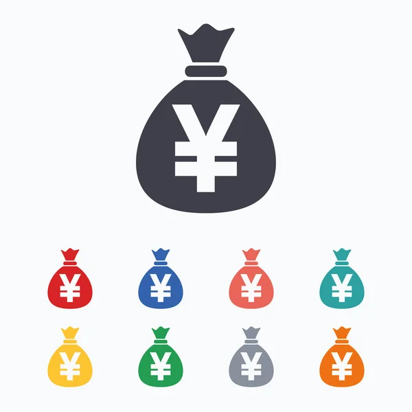 Icono de signo de bolsa de dinero. Yen JPY moneda . — Archivo Imágenes Vectoriales