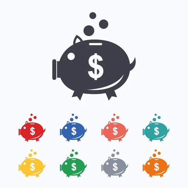 Piggy bank teken pictogram. Moneybox symbool. — Stockvector