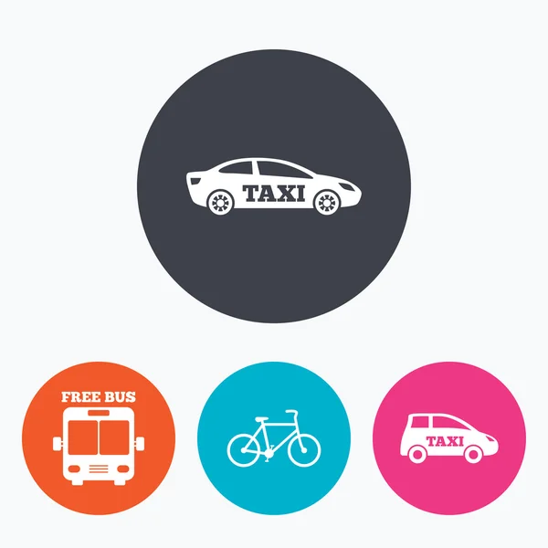 Public transport icons. Free bus, bicycle signs. — Stock Vector