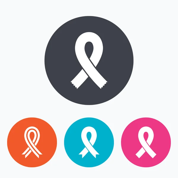 Icone della consapevolezza del cancro al seno. Segnali del nastro . — Vettoriale Stock