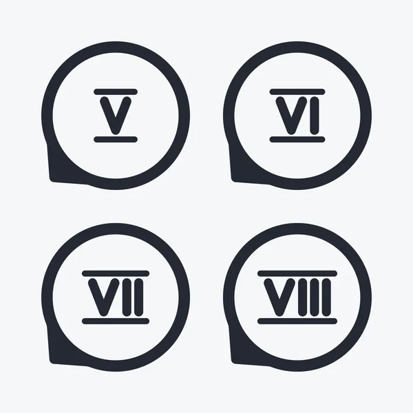 Roman numeral icons. Number five, six, seven. — Stock Vector
