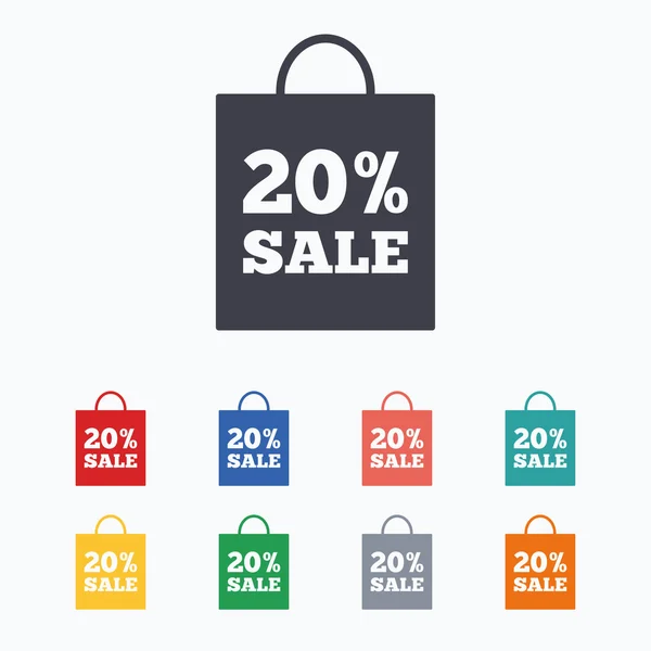 20 percent sale bag tag sign icon. — Stock Vector