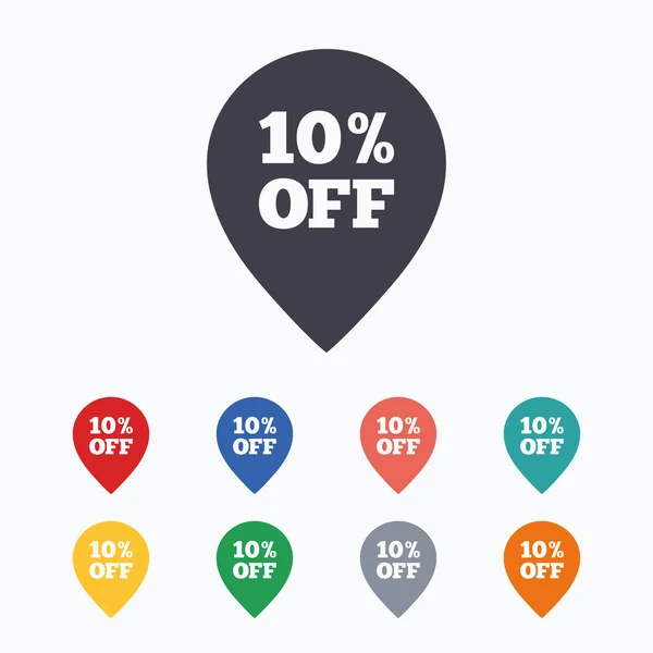 10 percent sale pointer tag sign icon. — Stock Vector