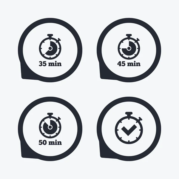Iconos del temporizador. Cincuenta minutos de cronómetro — Vector de stock