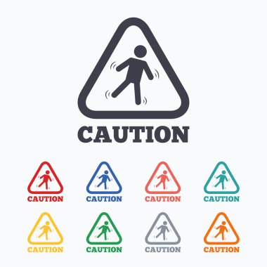 Dikkatli ıslak zemin simgeler