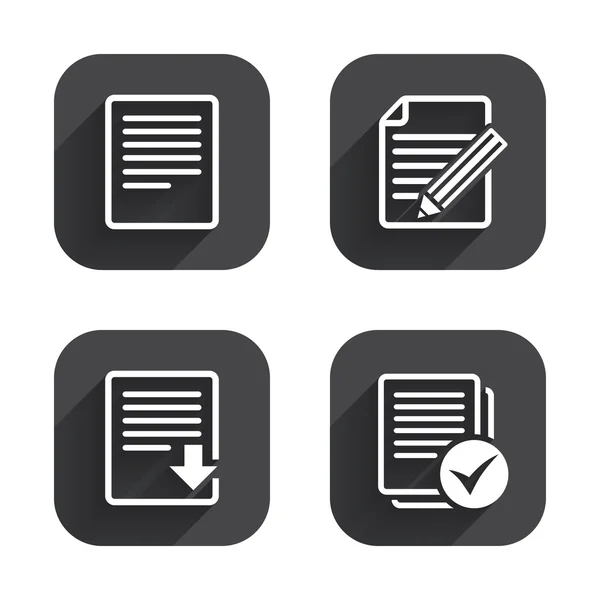 Document icons. Download file and checkbox. — Stock Vector
