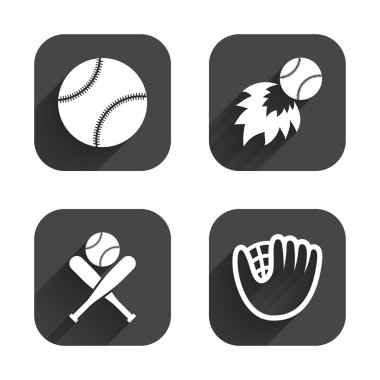 Beyzbol simgeler. Eldiveni ve sopası ile Top