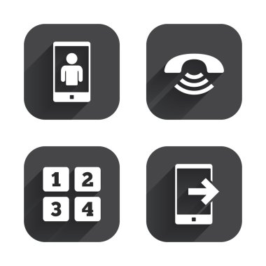 telefon simgeleri. Çağrı Merkezi desteği sembolü.