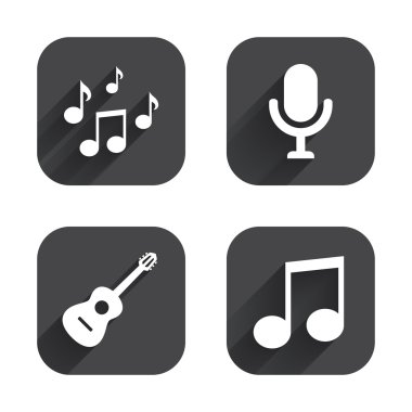Müzik simgeler. mikrofon, akustik gitar.