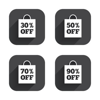 Satılık çanta etiketi simgeler. Sembolleri indirim.