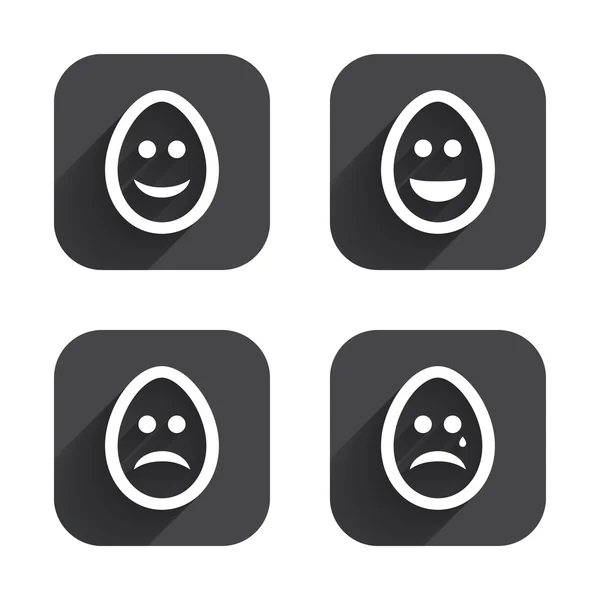 Huevos caras felices y tristes — Vector de stock