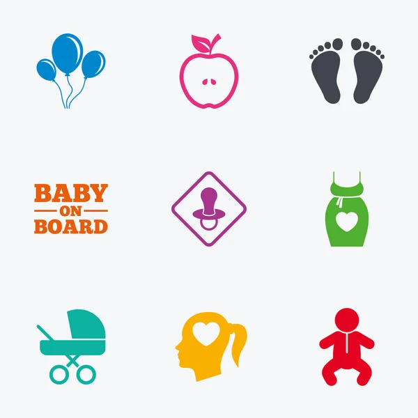 Iconos de embarazo, maternidad y cuidado del bebé . — Vector de stock