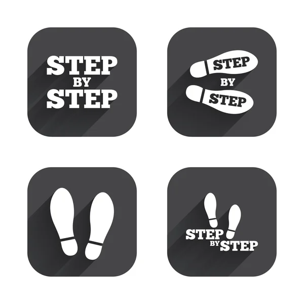 Step icons. Footprint shoes symbols. — Stock Vector