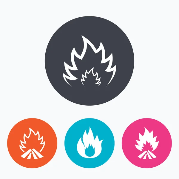 Icônes de flamme de feu. Signes de chaleur . — Image vectorielle