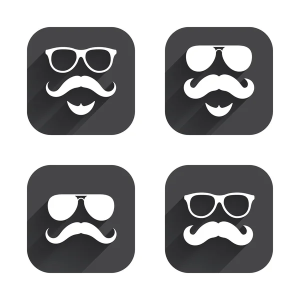Wąsy i okulary ikony. — Wektor stockowy
