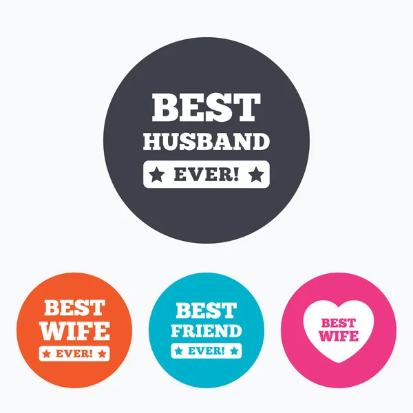 Best wife, husband and friend icons. — Stock Vector