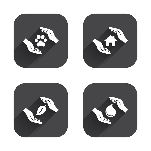 Hands insurance icons. — Stock Vector