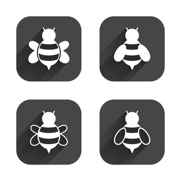 Honey bees icons. Bumblebees symbols. — Stock Vector