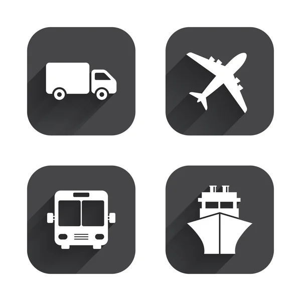 Iconos de transporte. Camión, Avión, Autobús — Vector de stock