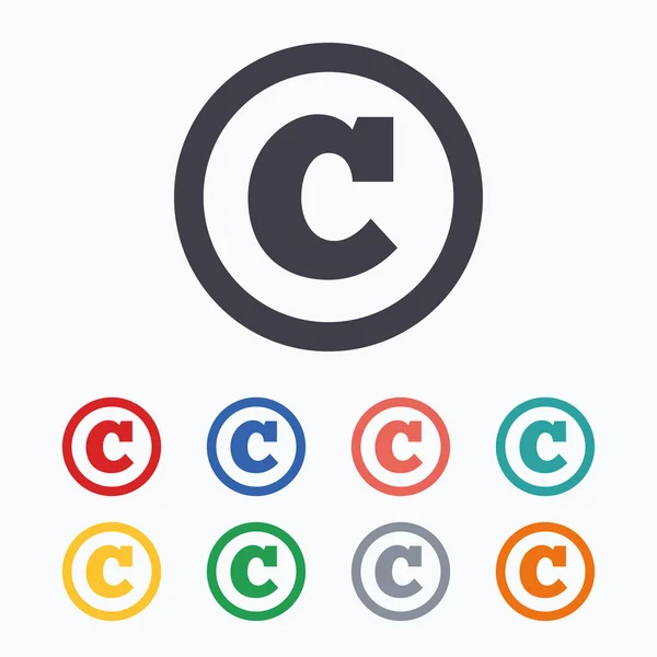 Signo de copyright iconos — Vector de stock