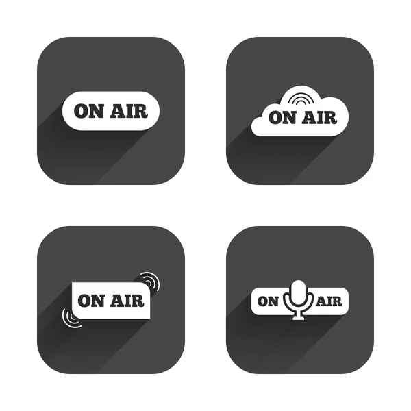 On air icons. Live stream — ストックベクタ