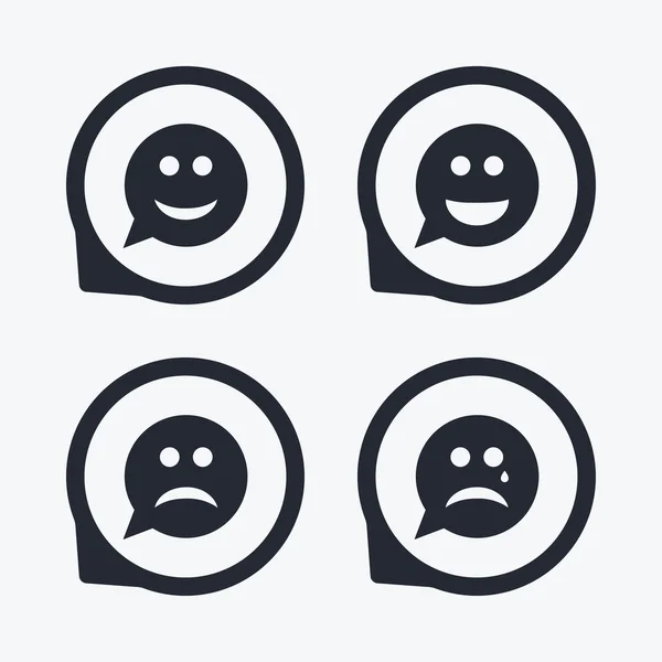 Discours bulle sourire icônes visage . — Image vectorielle