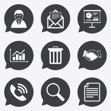 Office, belgeler ve iş simgeleri.