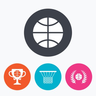 Basketbol simgeler. Sepet ve kupa ile Top