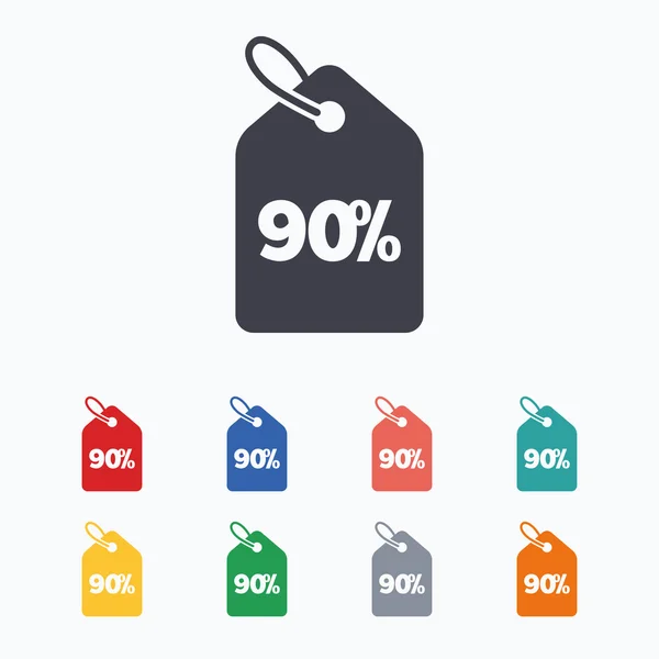 90 procent koop prijskaartje teken icon. — Stockvector