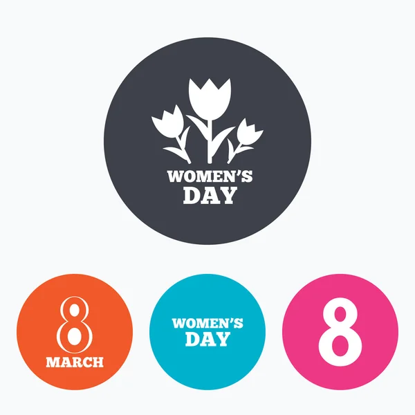 8 March Women's Day icons. — Stock Vector